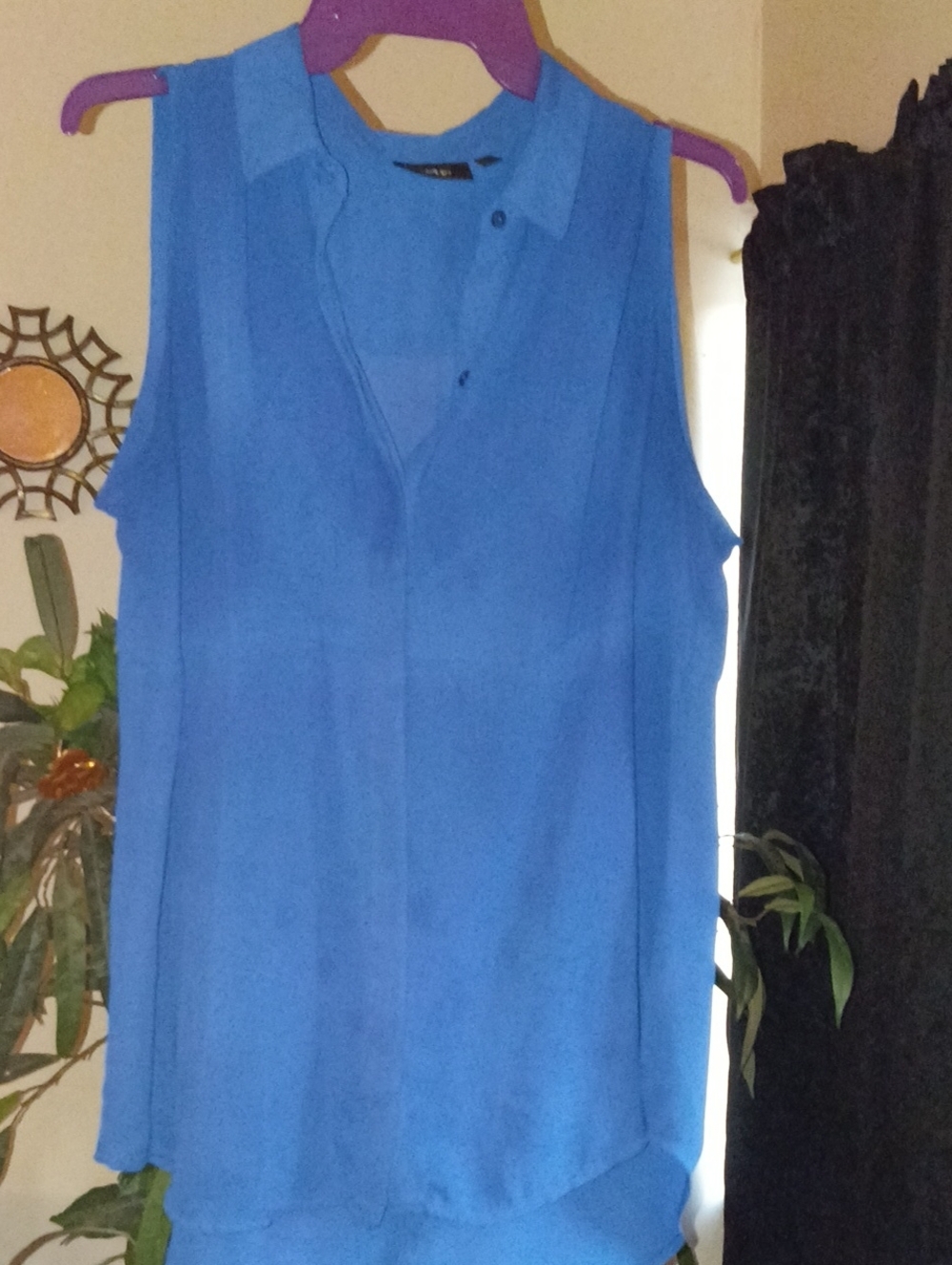 Apt. 9 Sleeveless Button-Front Blue Blouse Size Large